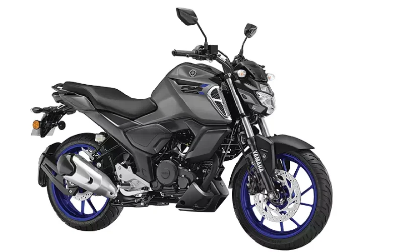 Stylish black and blue FZ Bike on a white background, perfect for city commutes and road trips.